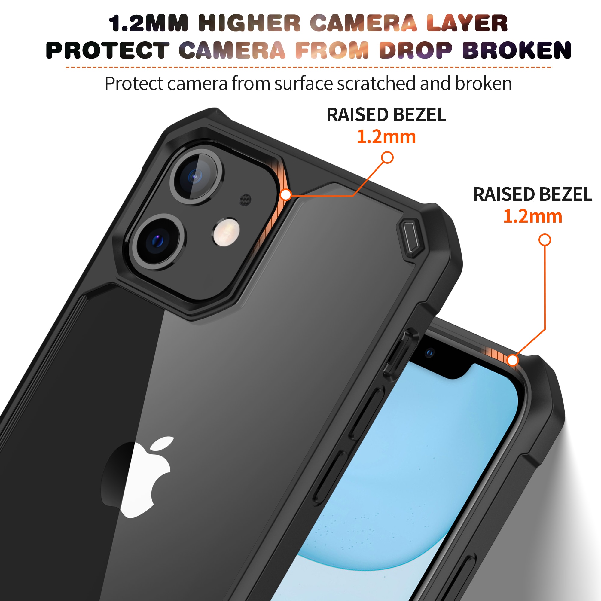 Clear Back Cover For iPhone 8 11 12 13 Mini Pro Max Airbags Transparent Shockproof Case Coque